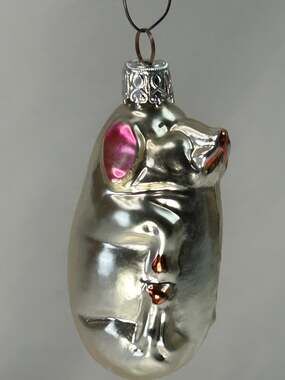 1995 Inge Glas OWC Pink Pig Glass Christmas Ornament 121042 Germany 3"